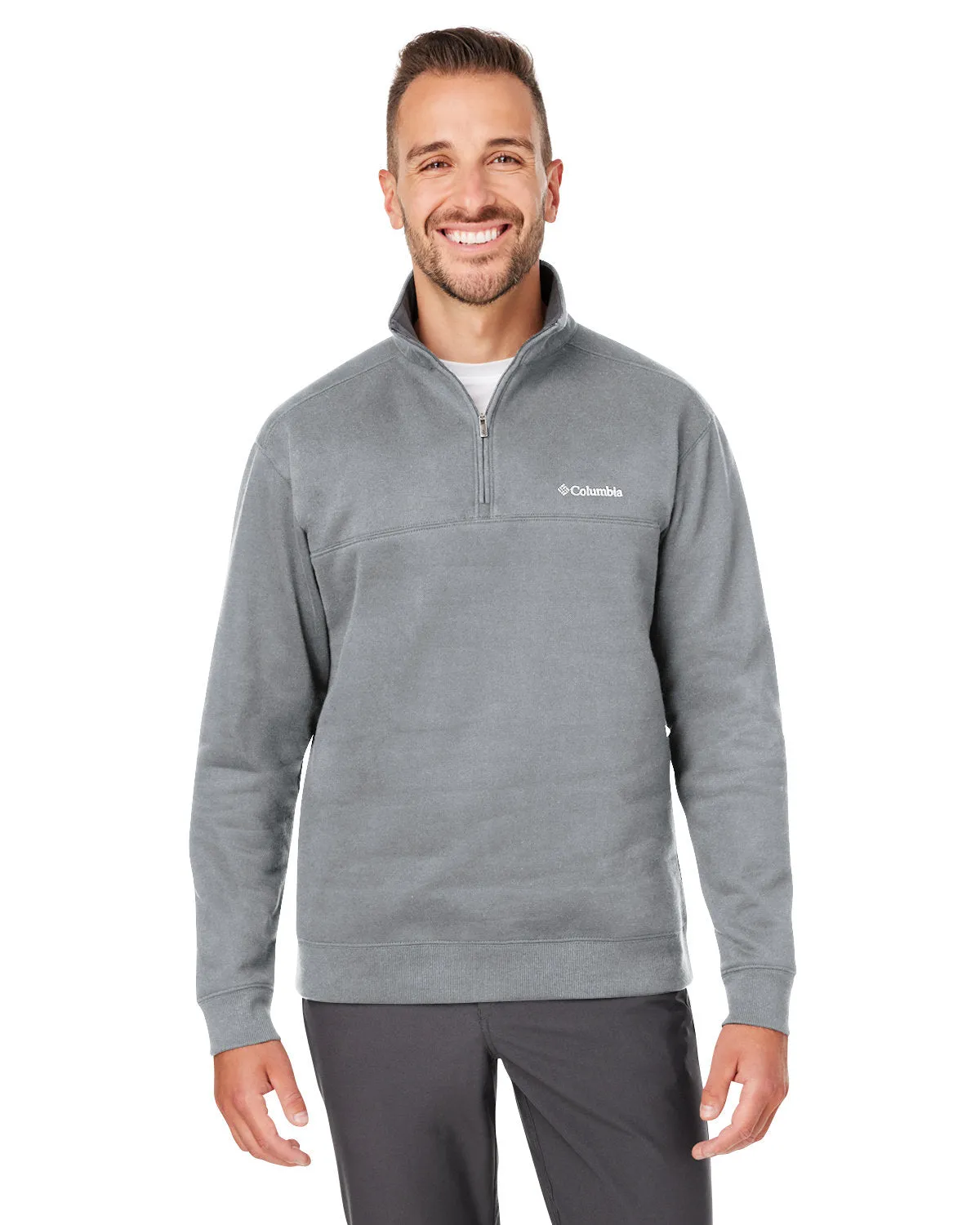 Custom Columbia Mens Hart Mountain Half-Zip Sweater, Charcoal Heather