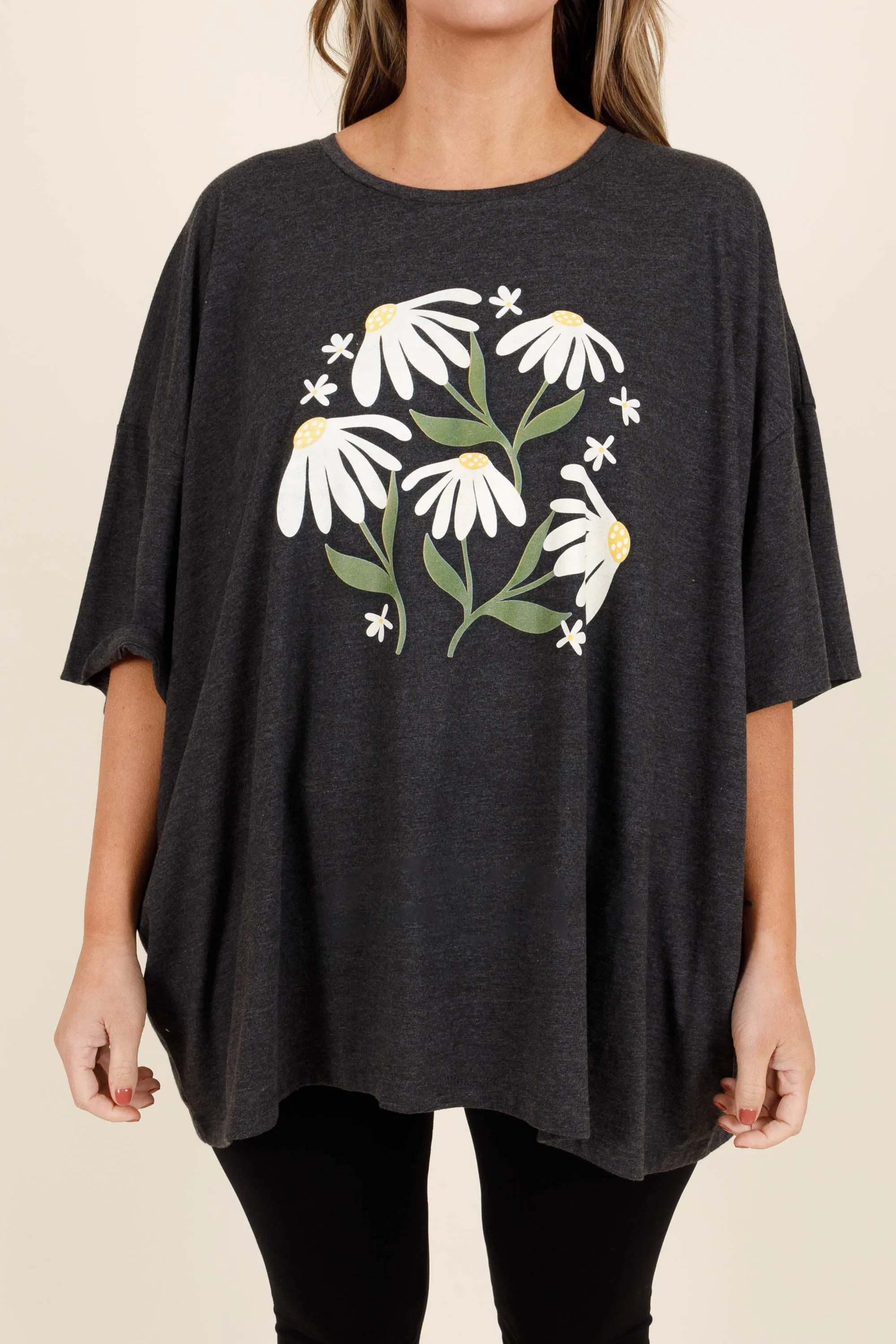 Daisy Picking Tee, Charcoal