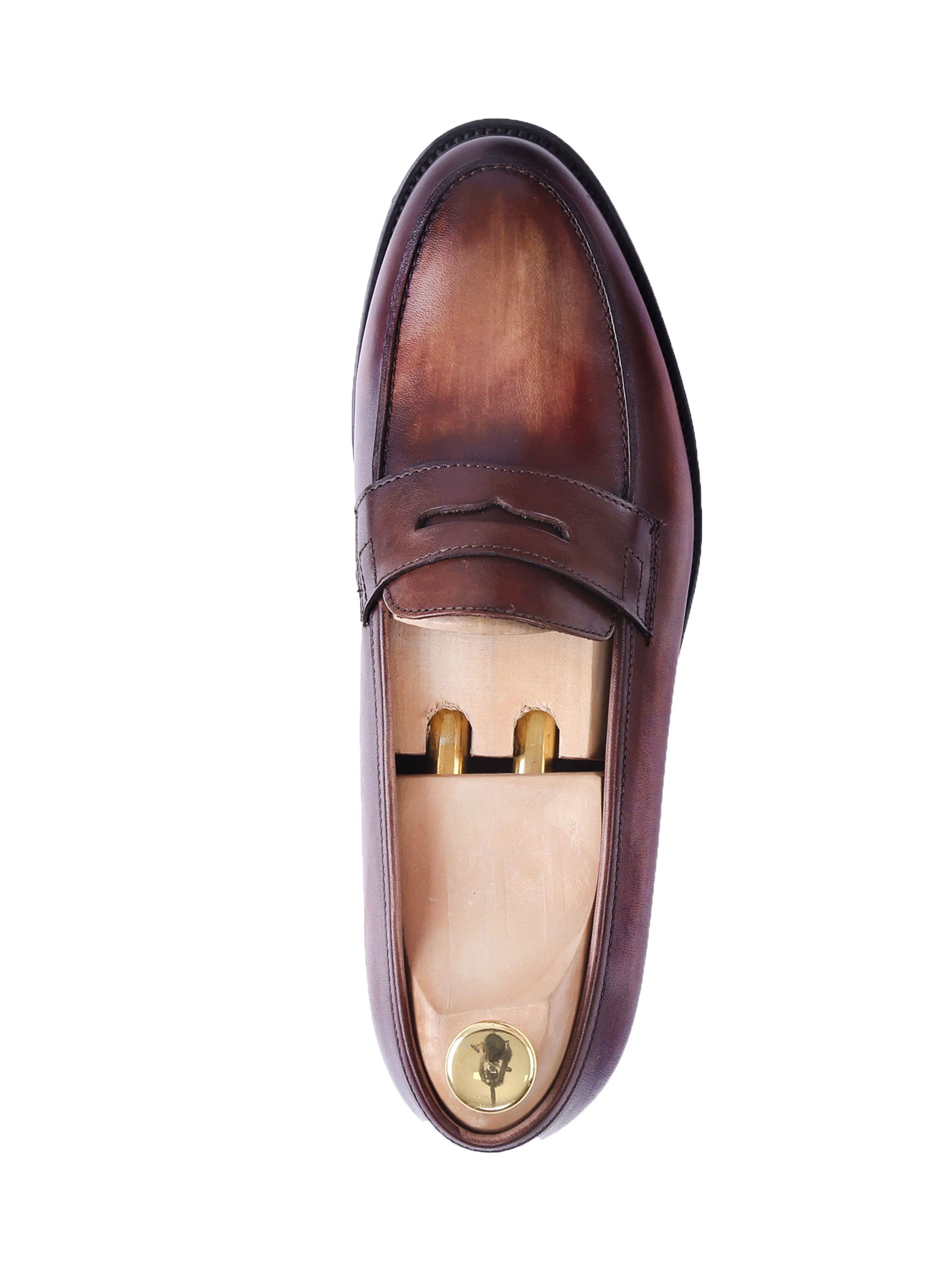 Dark Brown Penny Loafers - Hand Painted Patina