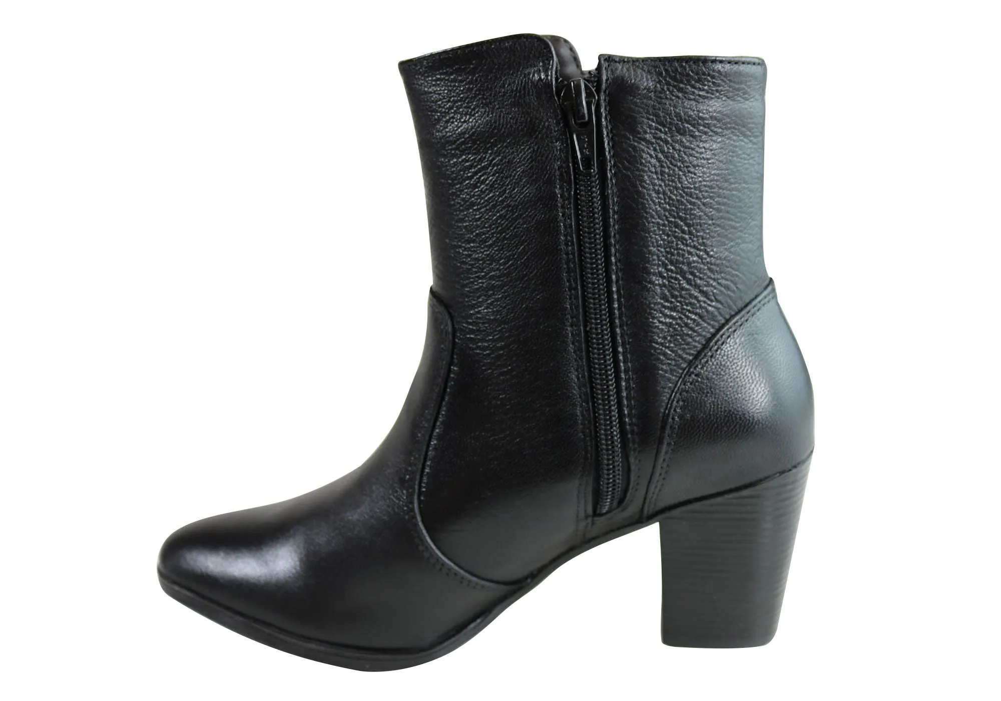 Dazzani Allie Womens Comfort Leather Heel Ankle Boots Made In Brazil