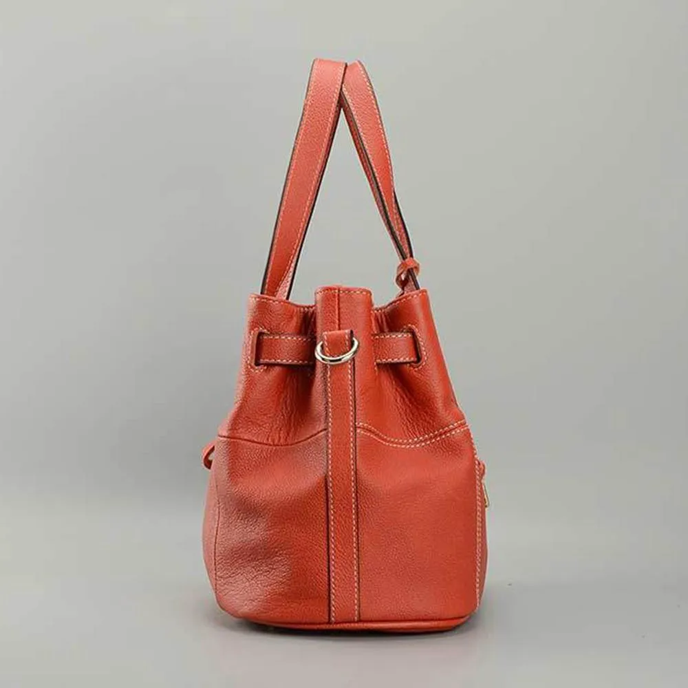 Elegant Cow Leather Women's Shoulder Bag Orange Crossbody Fashion Handbag