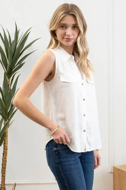 Eliza Sleeveless Collar Top