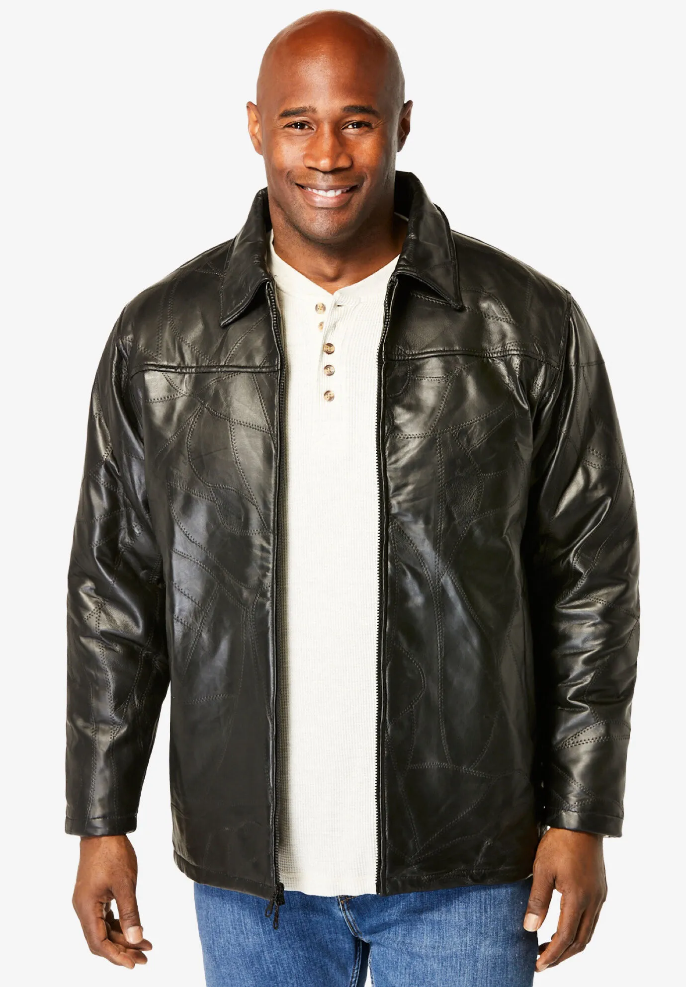 Embossed leather jacket