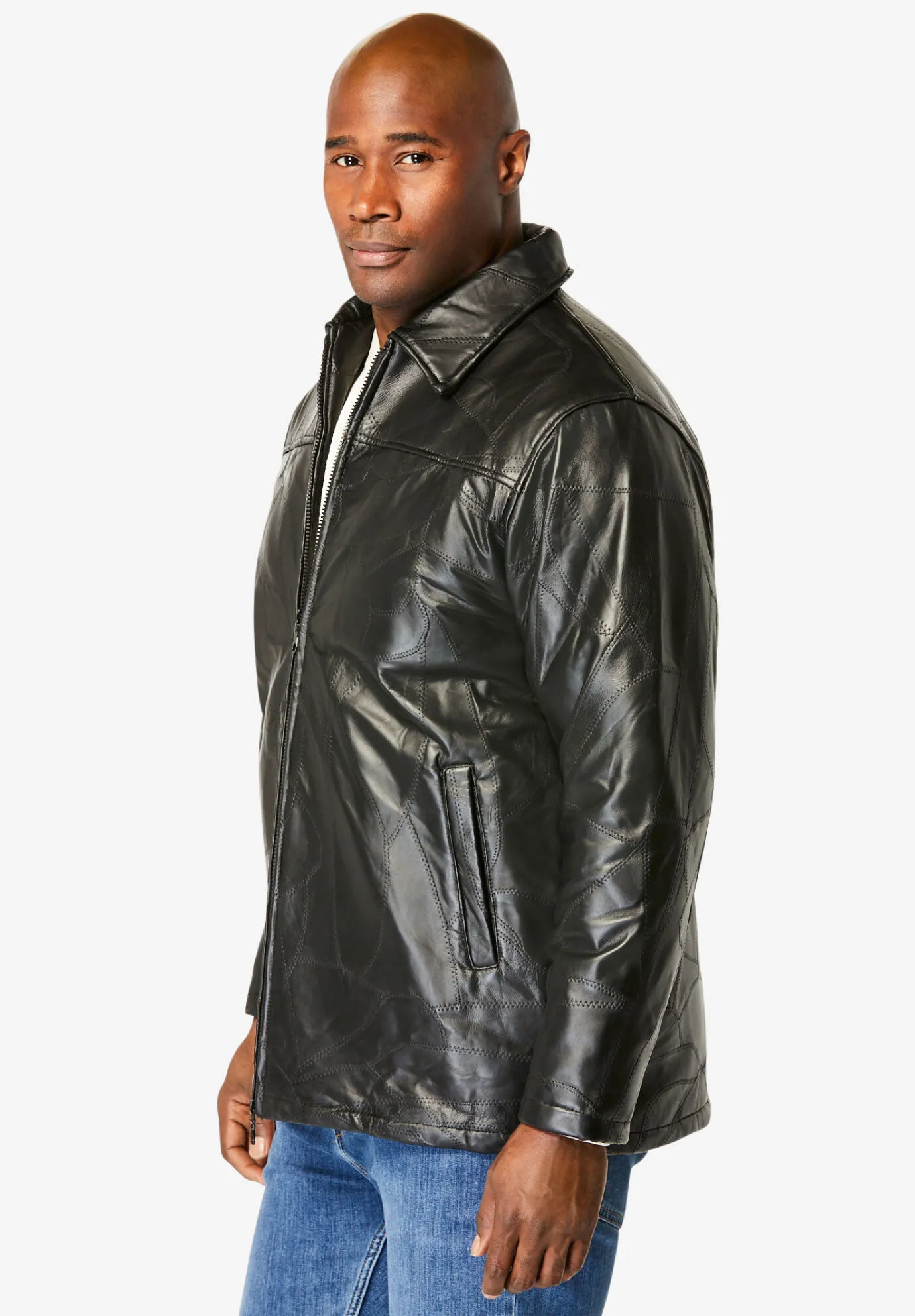 Embossed leather jacket