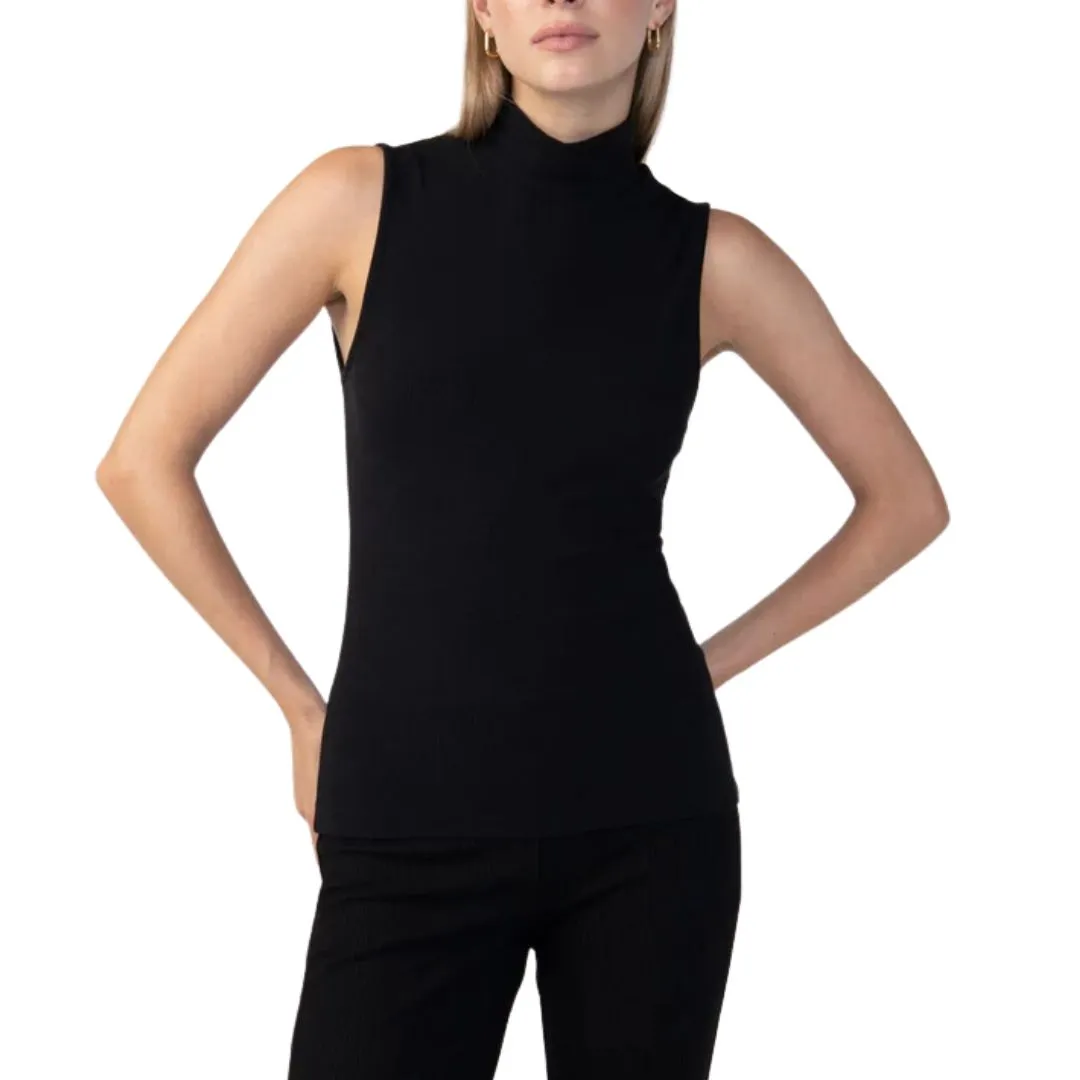 Essential Sleeveless Mock Neck (Black)