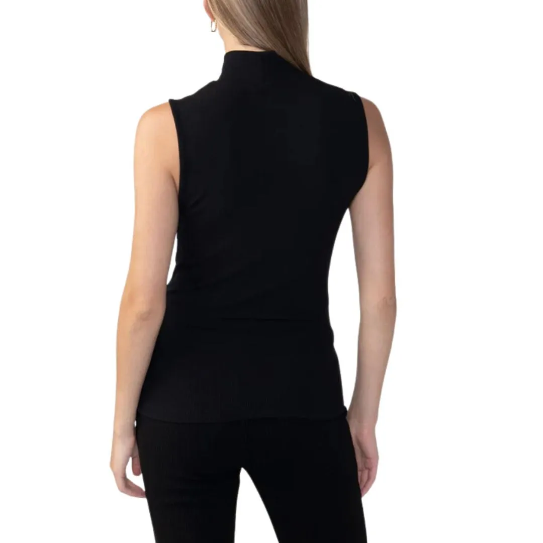 Essential Sleeveless Mock Neck (Black)