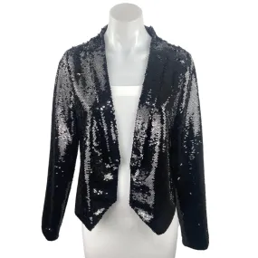 Essue Black Sequin Open Front Long Sleeve Disco Night Out Party Blazer Jacket S