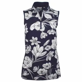 Fannie Ladies Sleeveless Golf Polo Shirt - Crocus Blooms