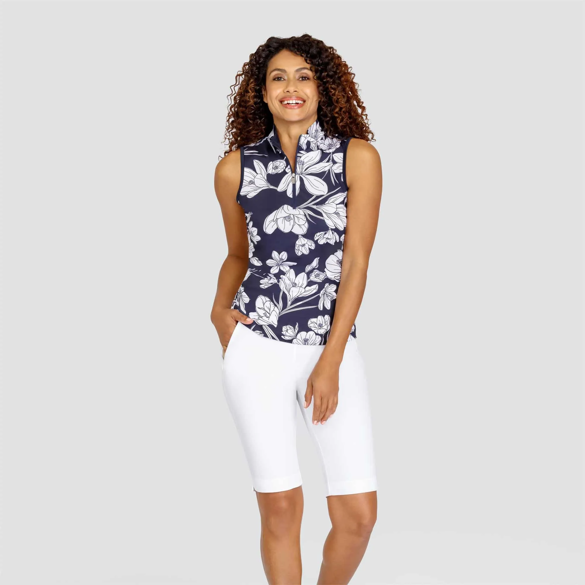 Fannie Ladies Sleeveless Golf Polo Shirt - Crocus Blooms