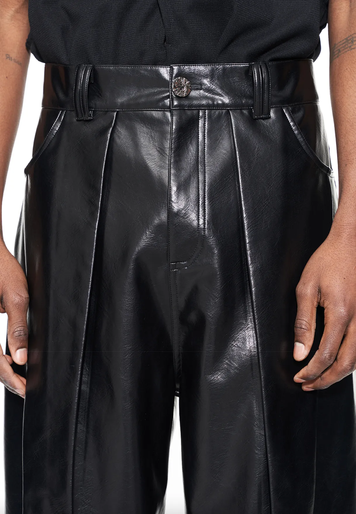 Faux leather pants straight leg.