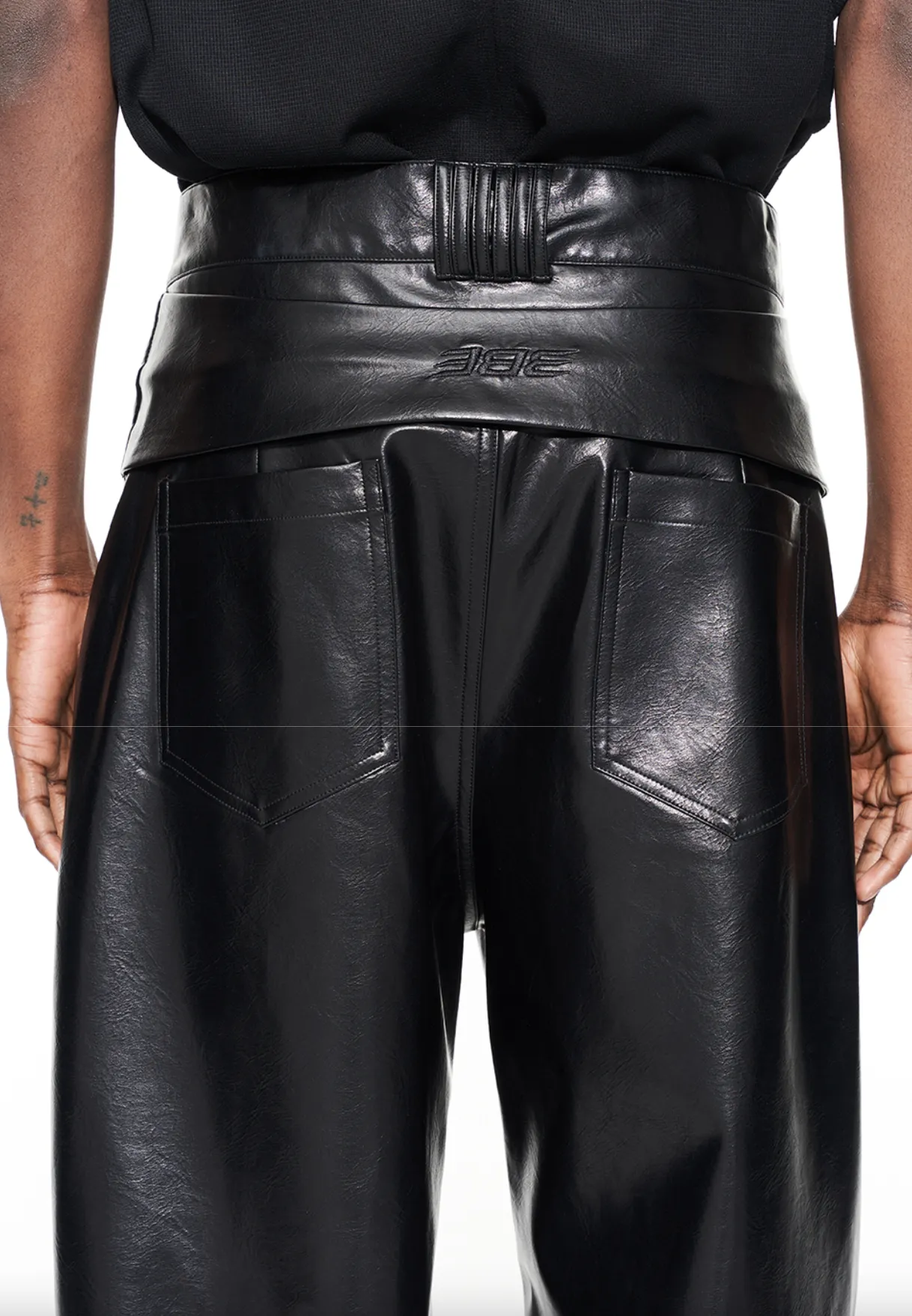 Faux leather pants straight leg.