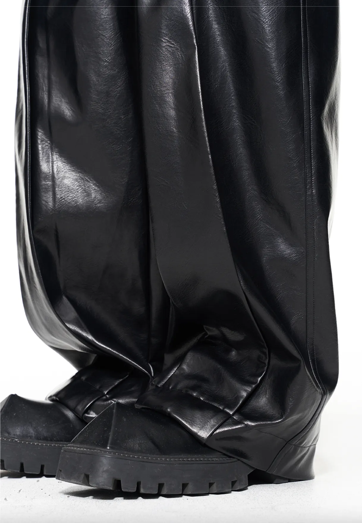 Faux leather pants straight leg.