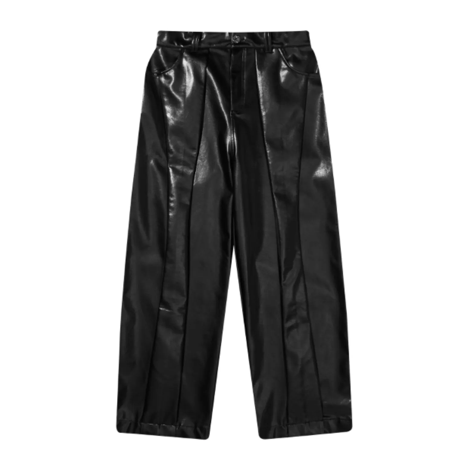 Faux leather pants straight leg.