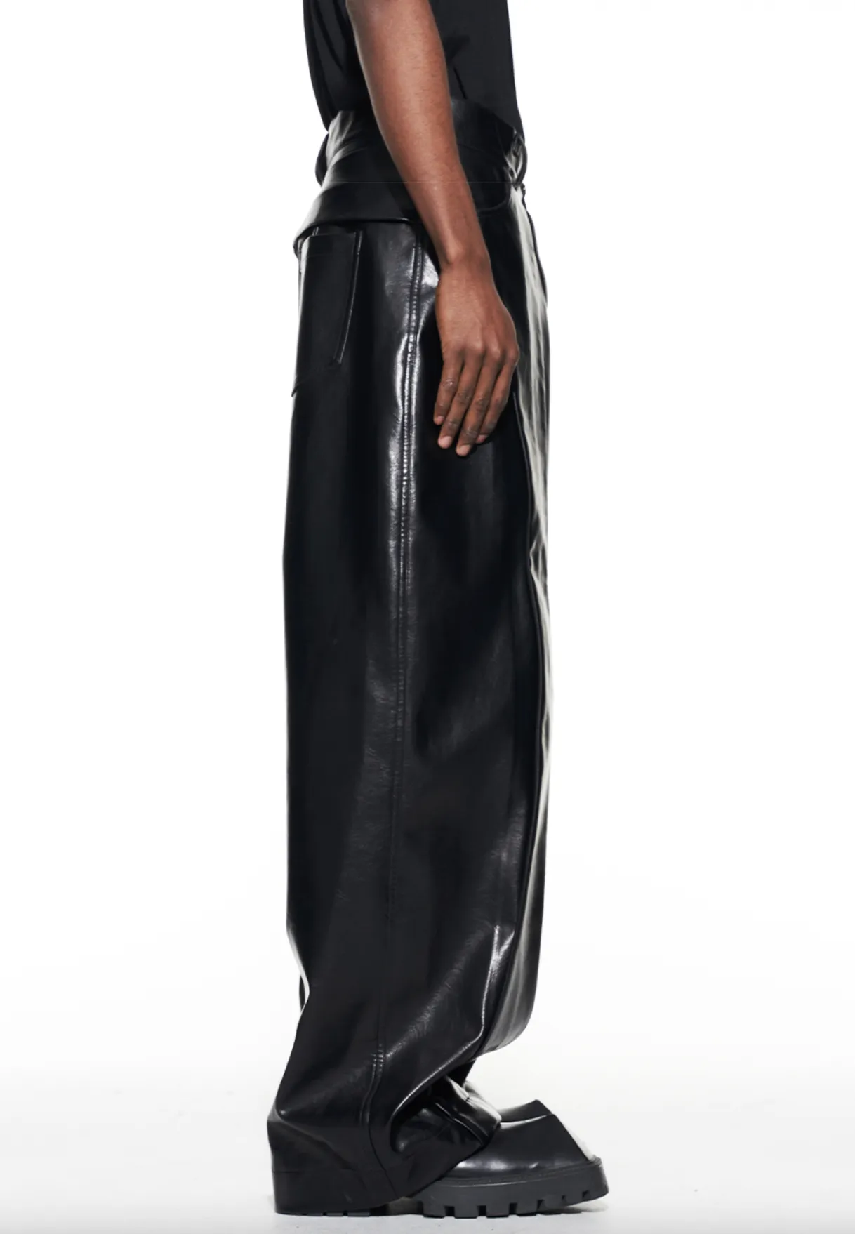 Faux leather pants straight leg.