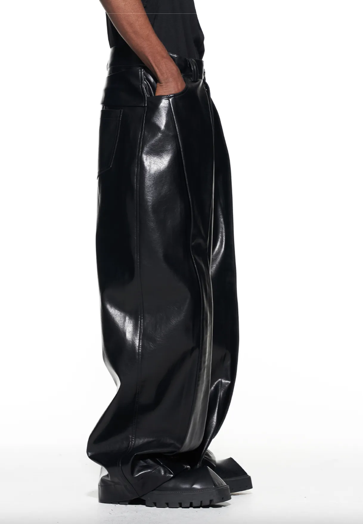 Faux leather pants straight leg.