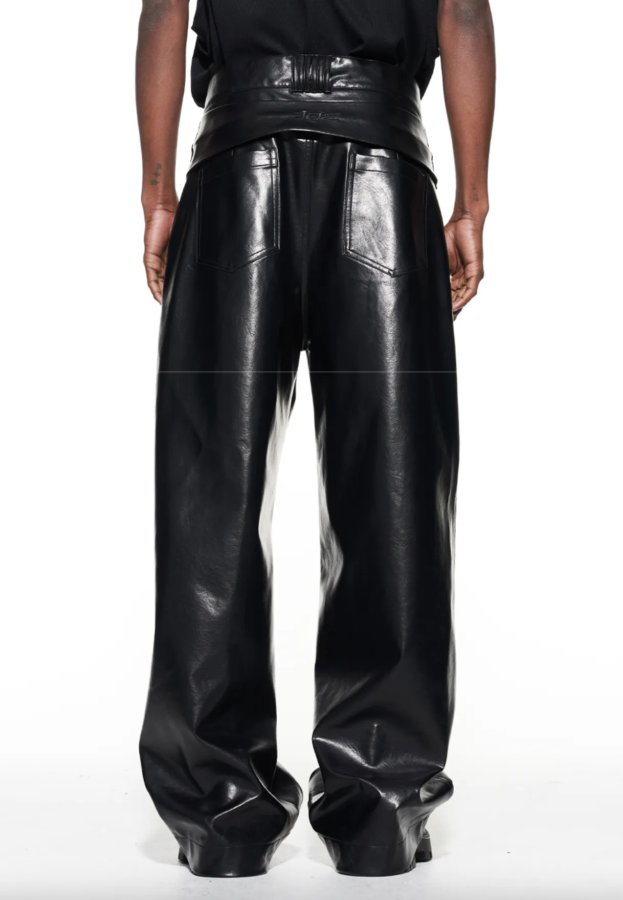 Faux leather pants straight leg.