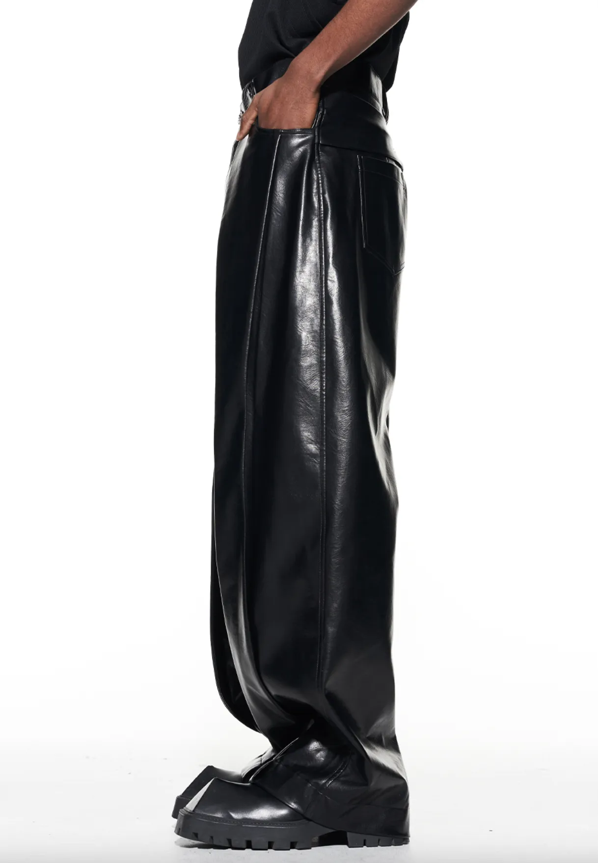 Faux leather pants straight leg.