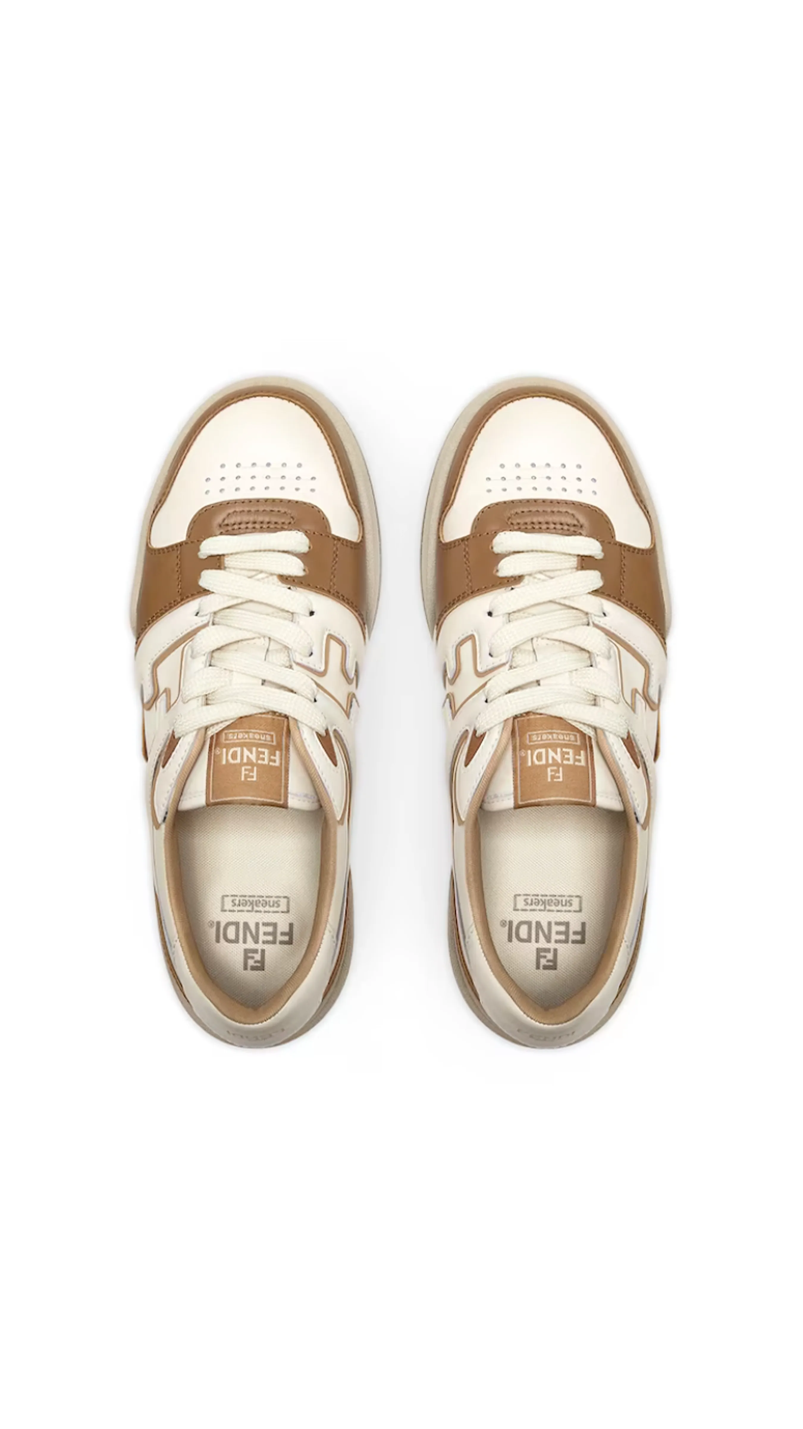 Fendi Match Leather Sneakers - White/Brown