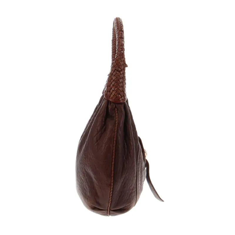 Fendi Vintage Brown Nappa Leather Spy Hobo Bag