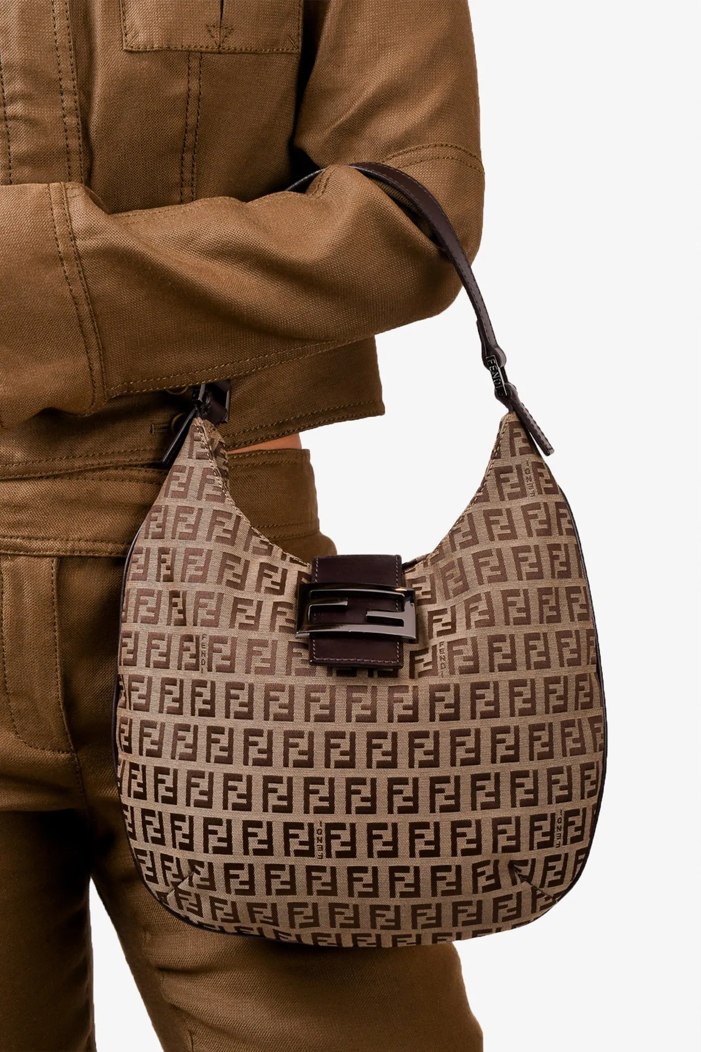 Fendi Zucca Canvas Hobo Shoulder Bag