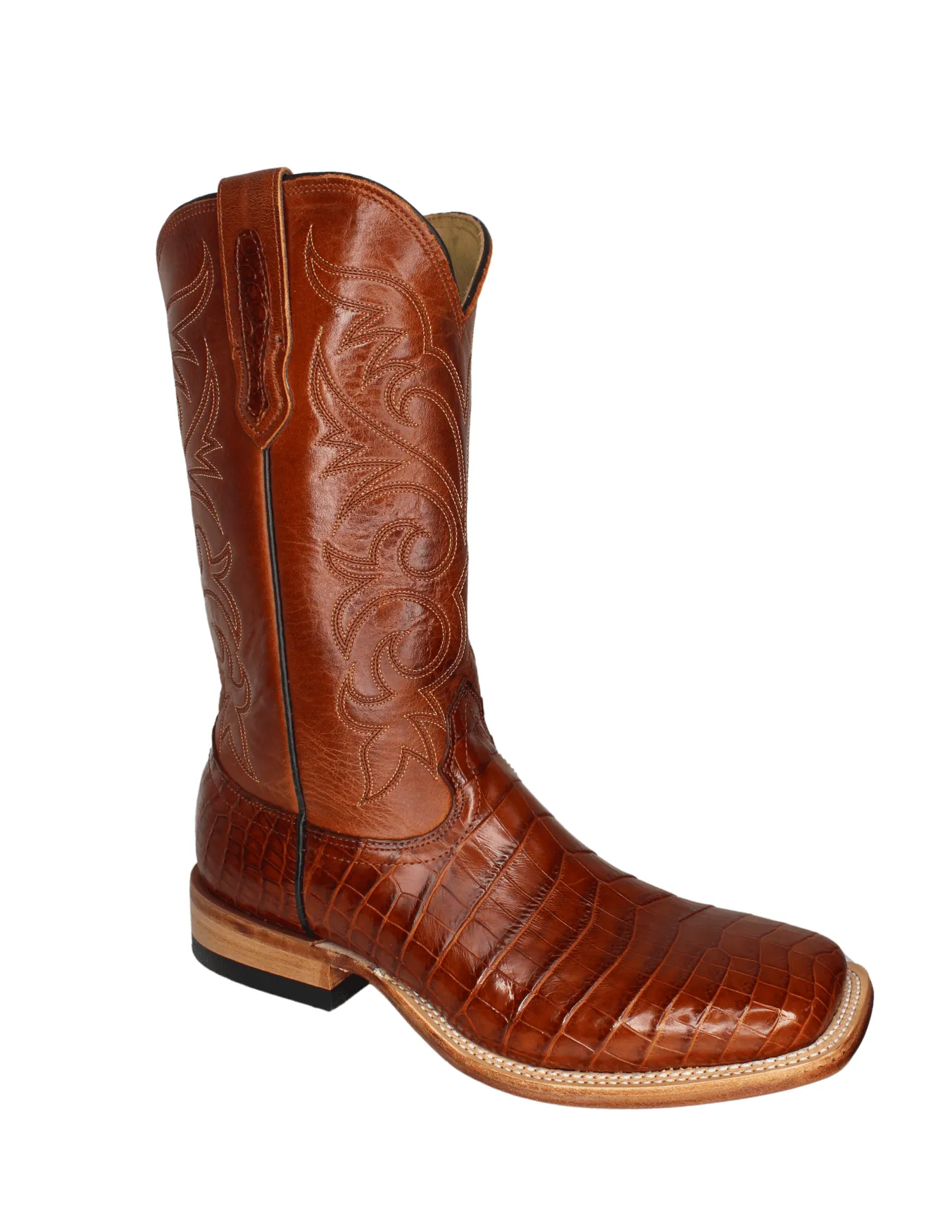 Fenoglio Men's Saddle Tan Nile Cognac Crocodile Boots - Click here