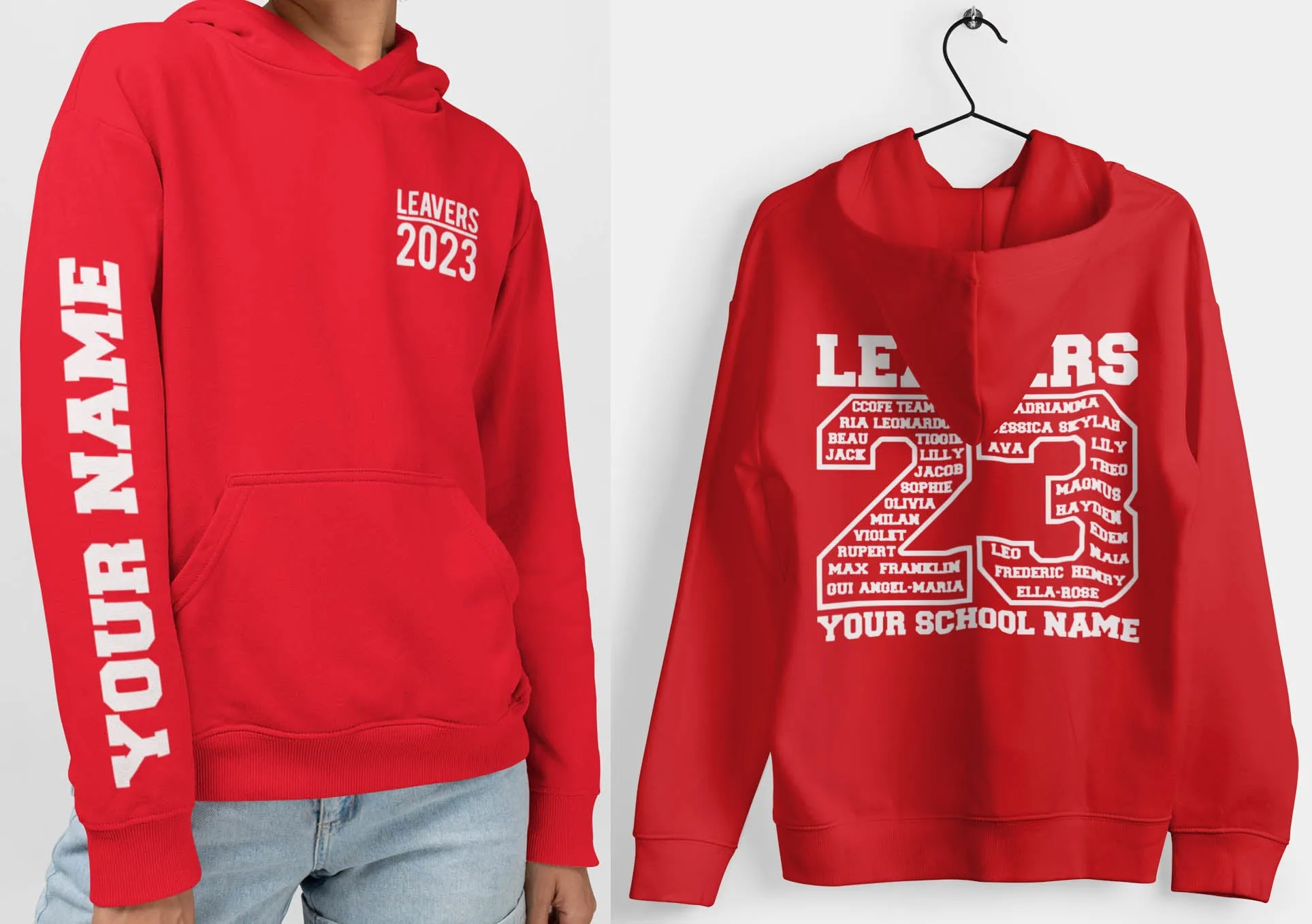 Fire Red Leavers Hoodie, Schools, Colleges, Universities & Clubs 2023