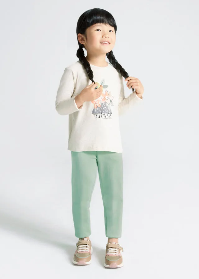 Fleece jogger pants for girls in mint color