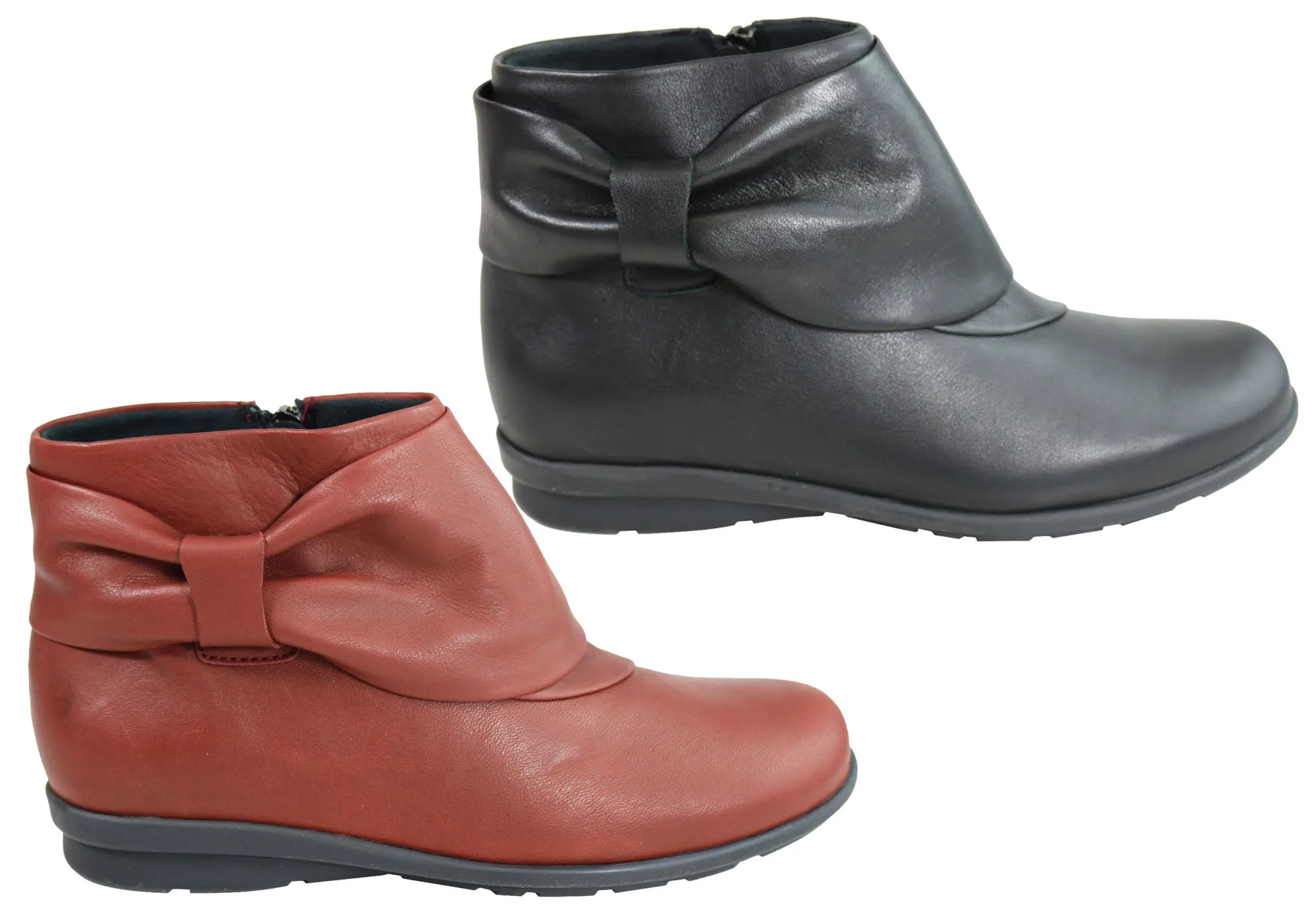 Flex & Go Womens Comfortable Leather Ankle Boots Made In Portugal