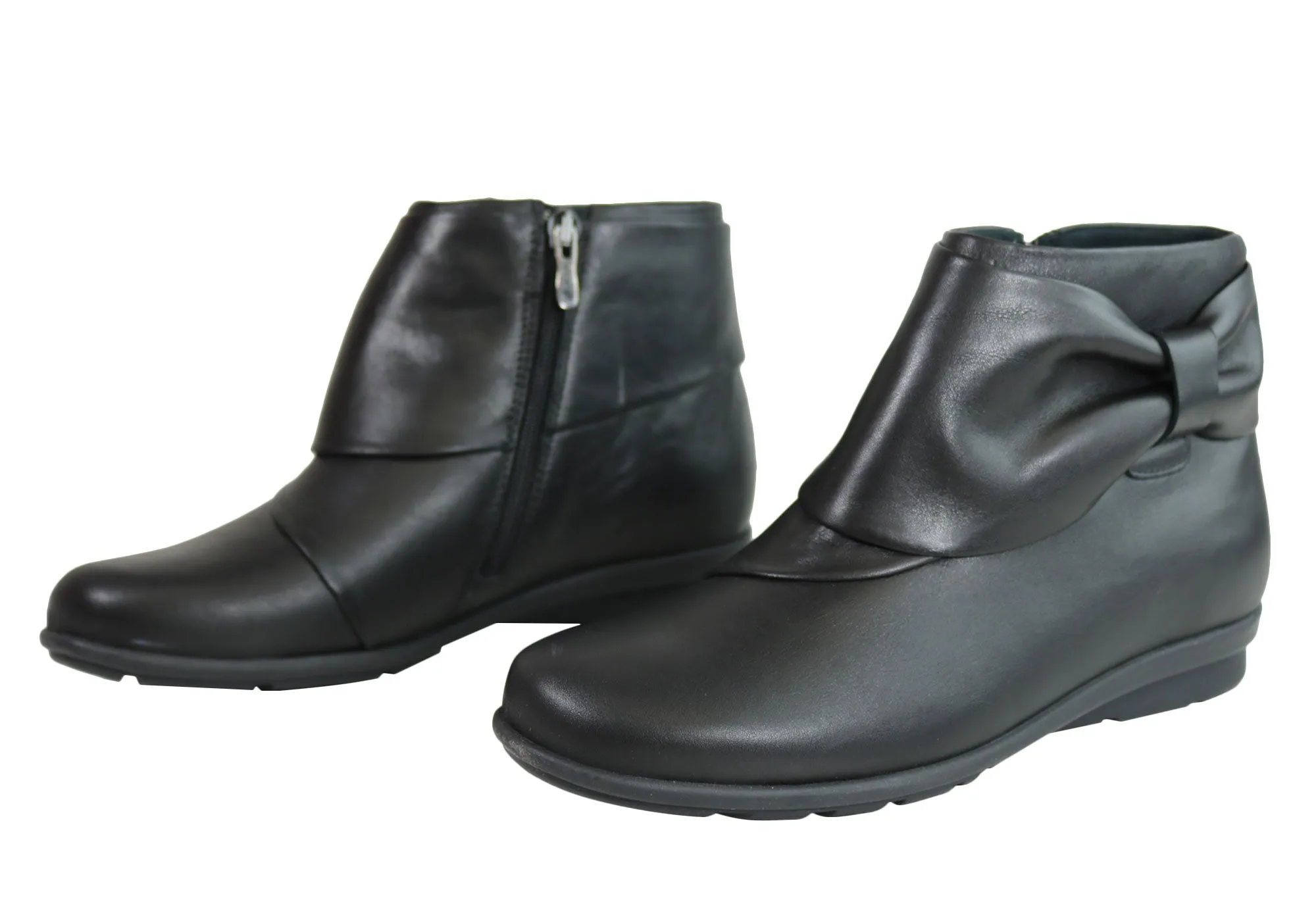 Flex & Go Womens Comfortable Leather Ankle Boots Made In Portugal