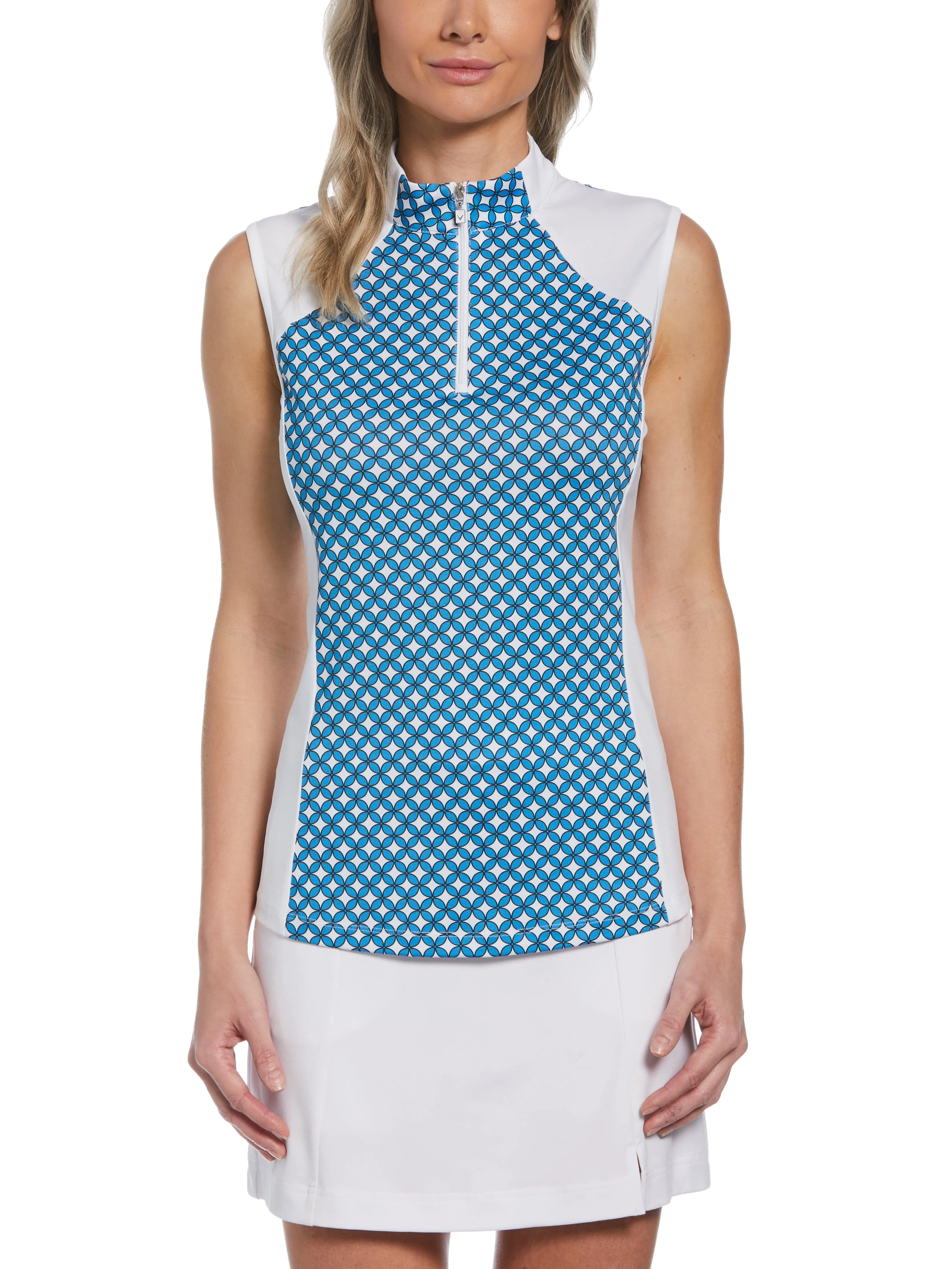 Floral Geo Print Women's Golf Polo.