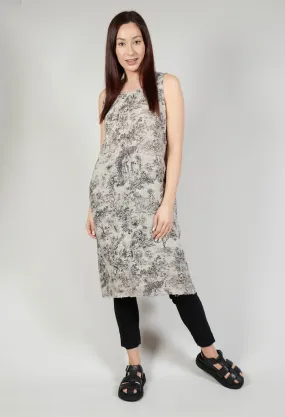 Floral Sleeveless Linen and Viscose Dress - Desert Tint