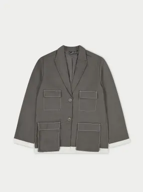 FOUR POCKET BLAZER JACKET - GREY