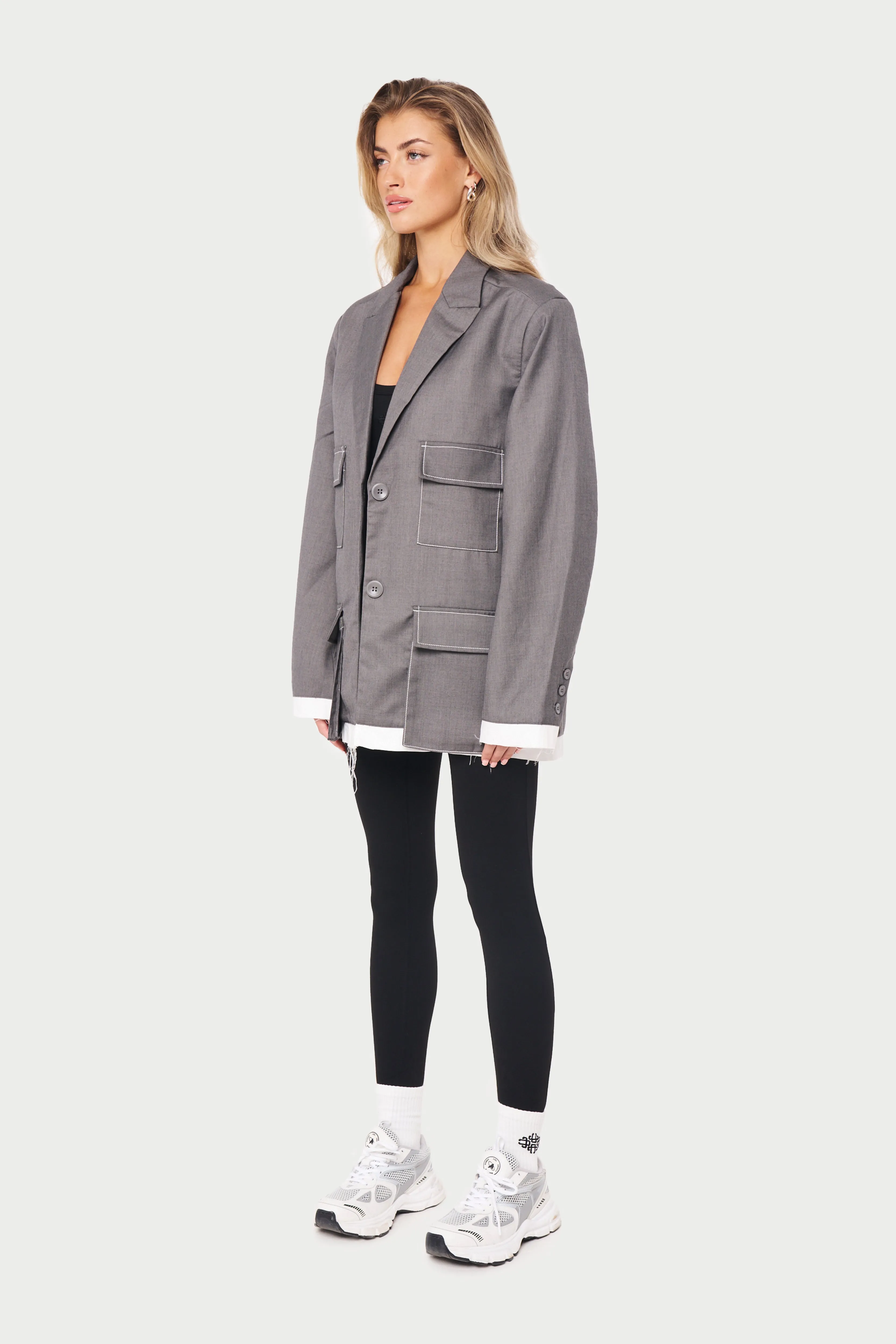 FOUR POCKET BLAZER JACKET - GREY