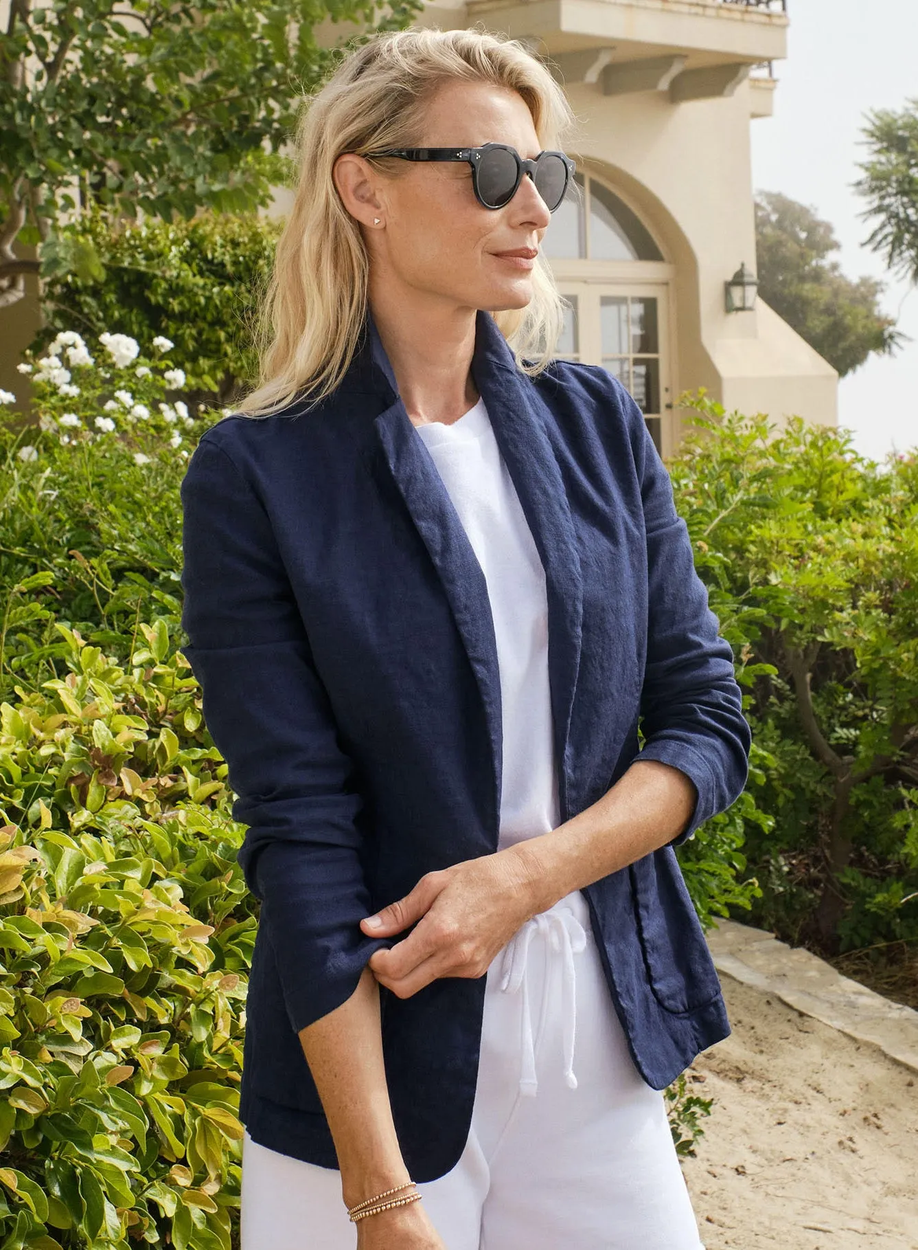 Frank & Eileen DUBLIN Italian Linen Blazer in Navy 