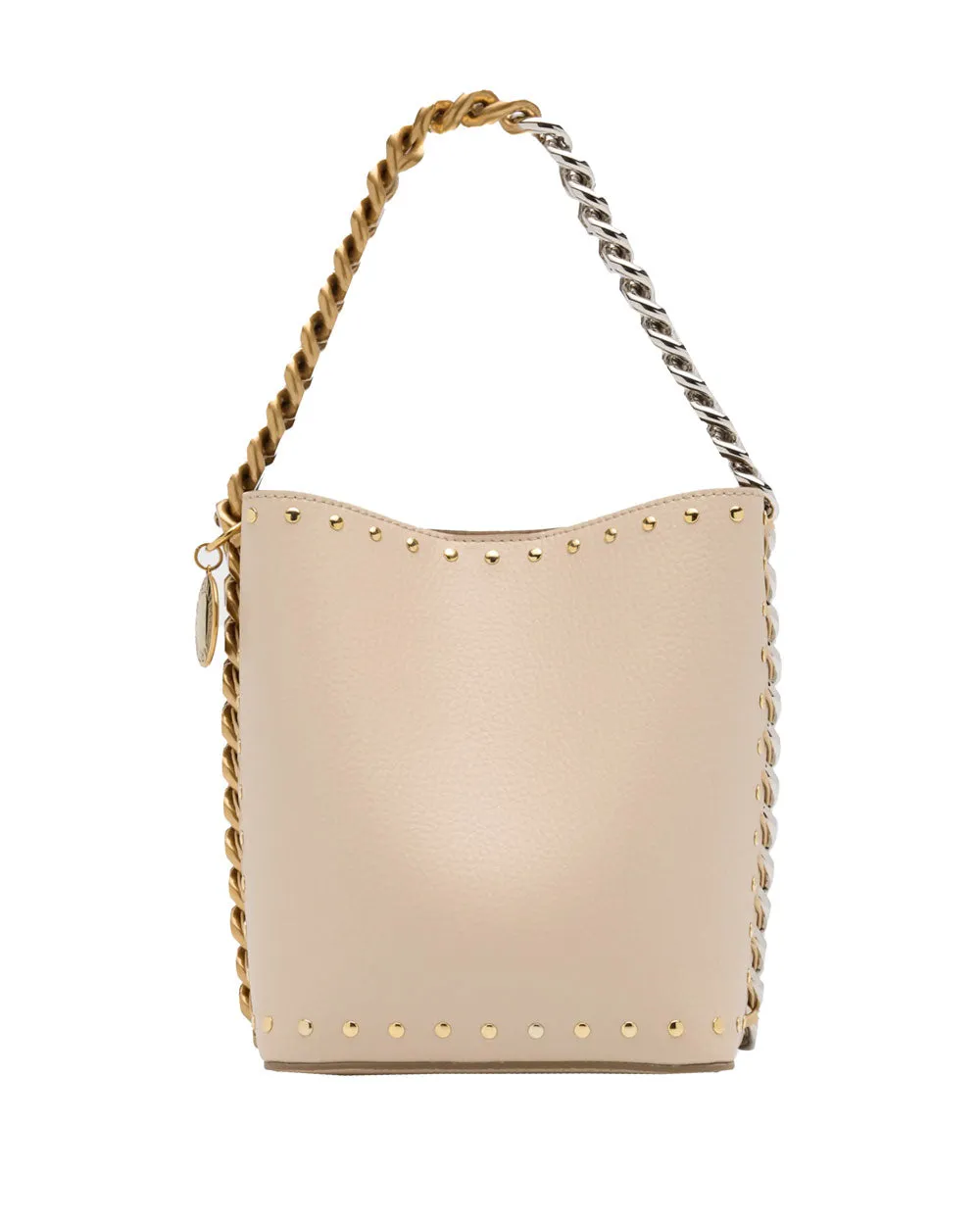 Frayme Studded Grainy Alter Mat Bucket Bag in Cream