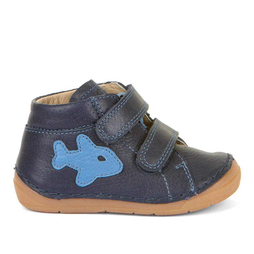 Froddo Paix Navy Ankle Boots, Velcro Closure, Airplane Detail.