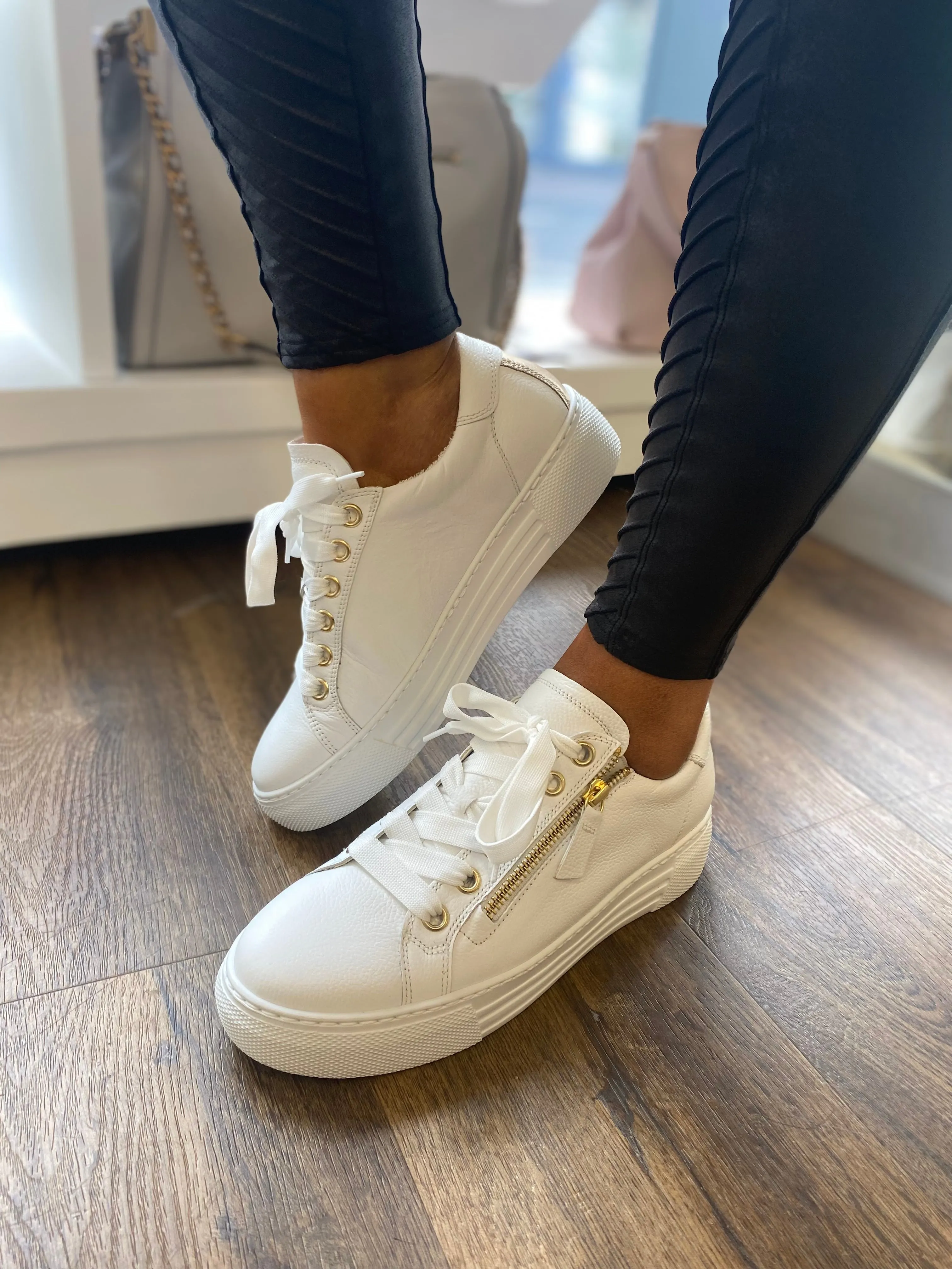 gabor white gold trainers