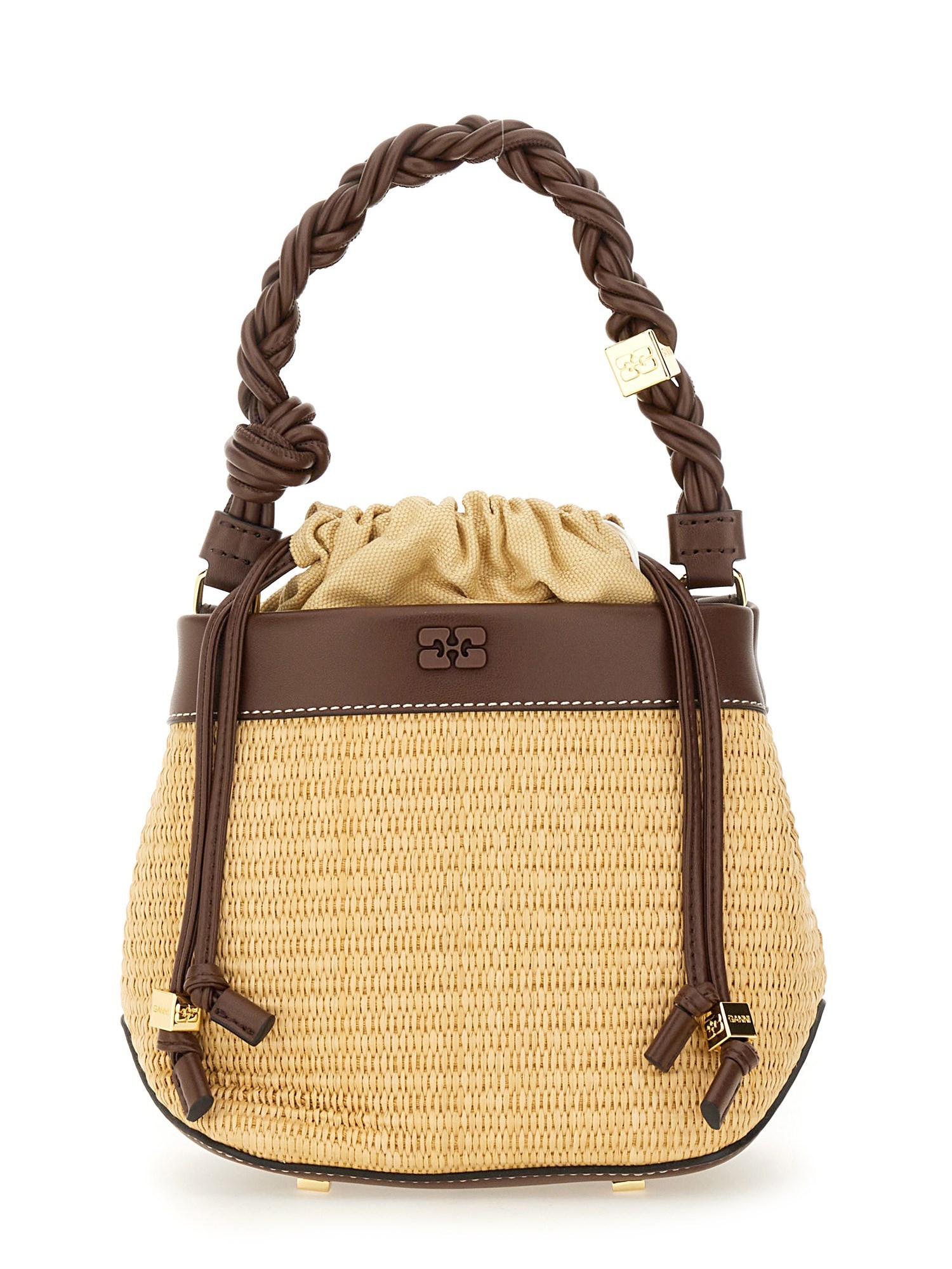 GANNI    RAFFIA BOU BUCKET BAG