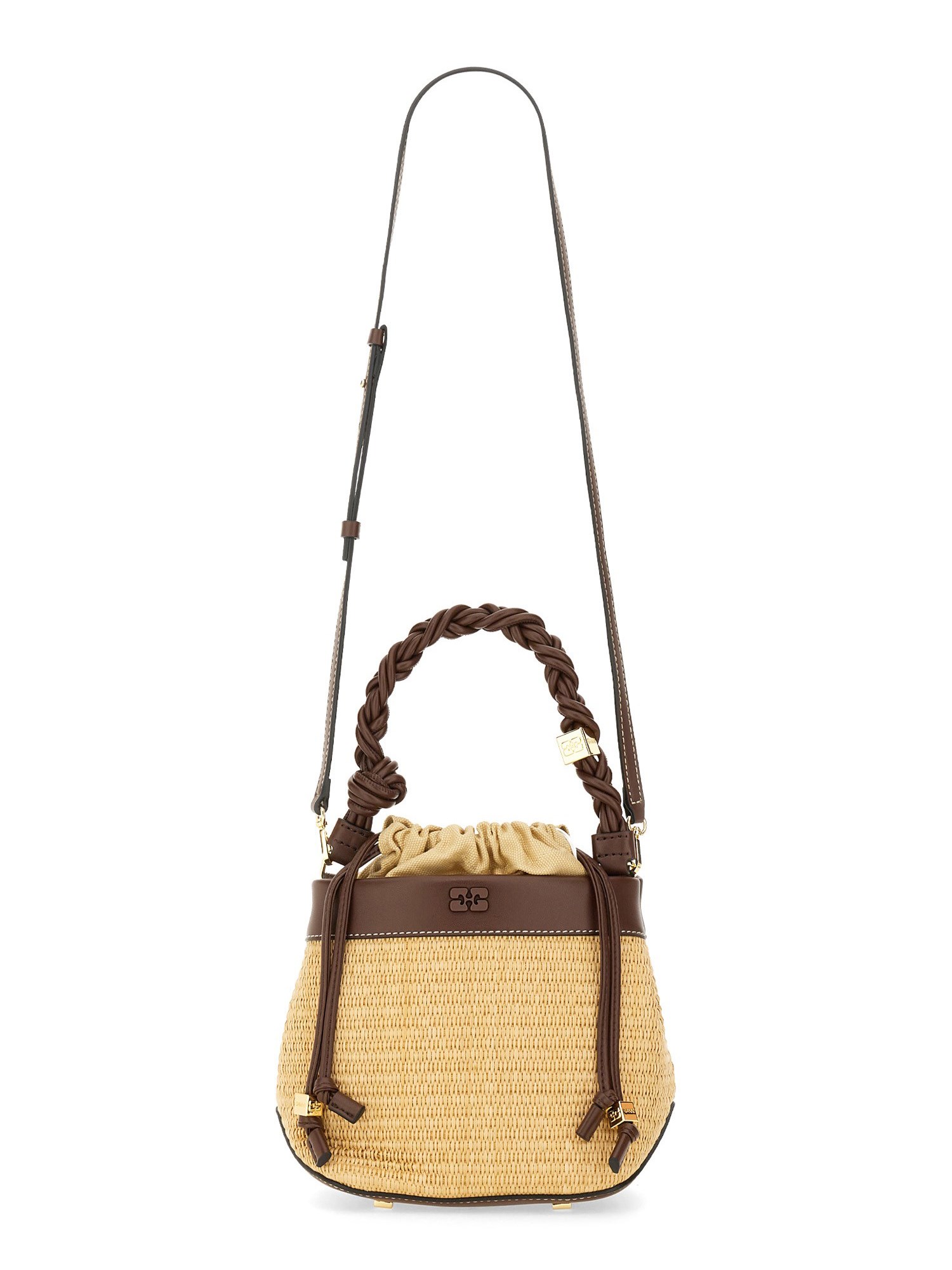 GANNI    RAFFIA BOU BUCKET BAG