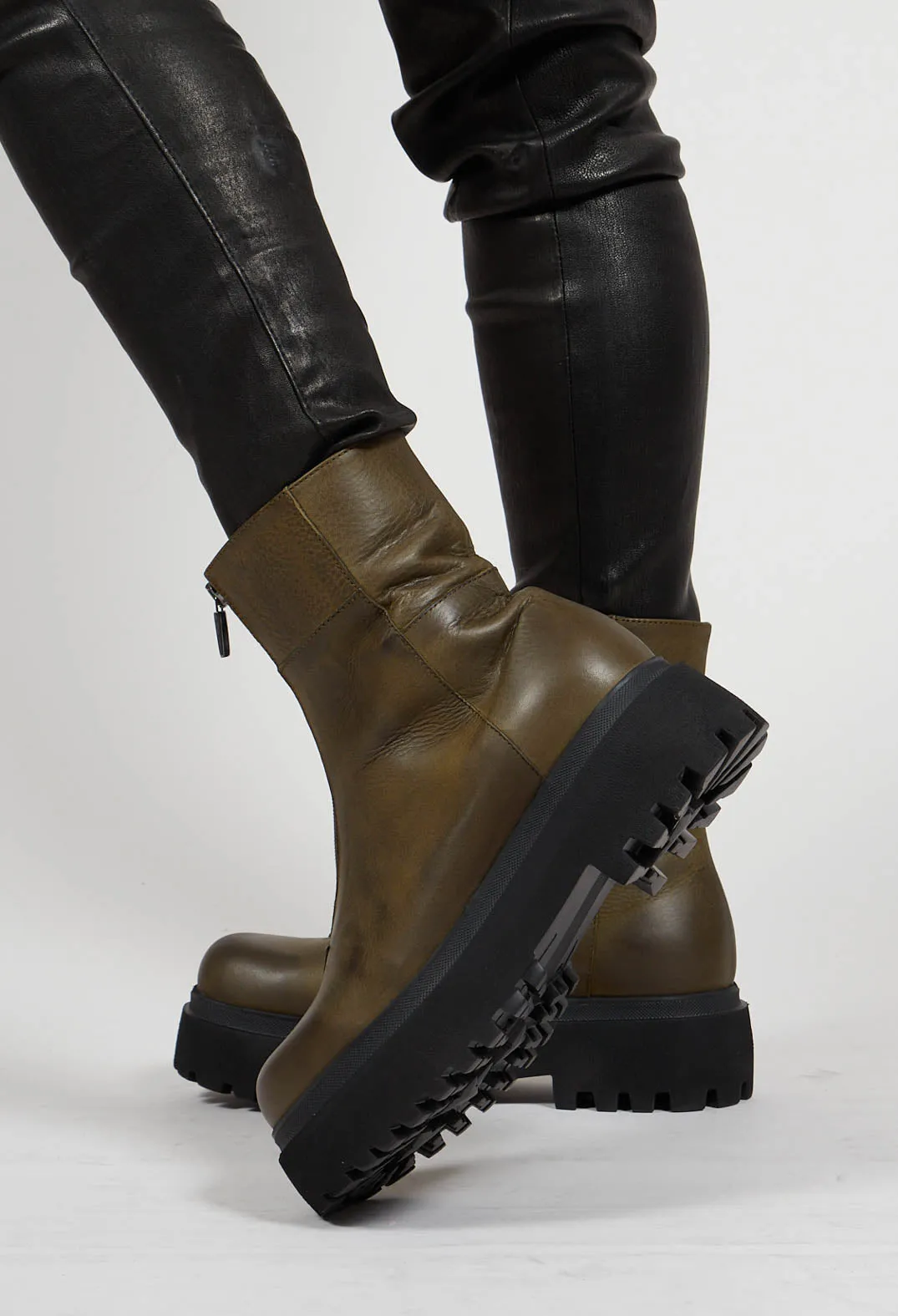 Gasoline Carciofo Zip Front Ankle Boots.