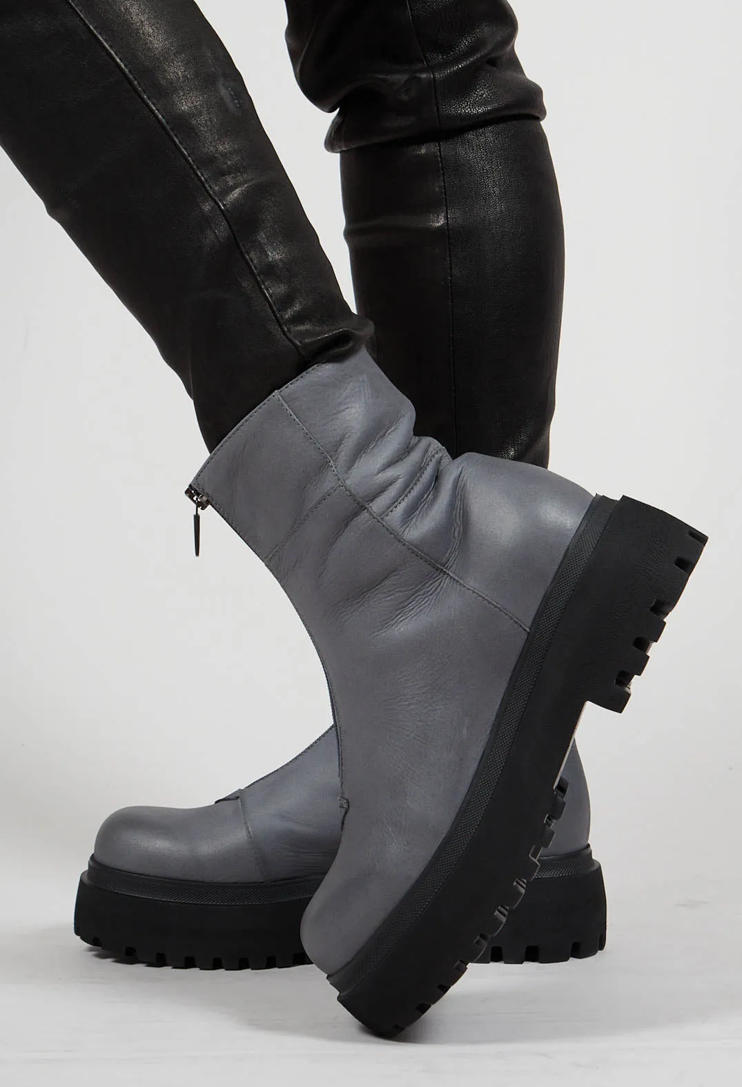 Gasoline Inky Blu Zip Front Ankle Boots