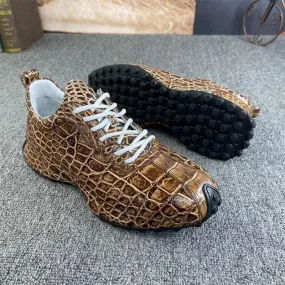 Genuine alligator leather lace-up sneakers for men.