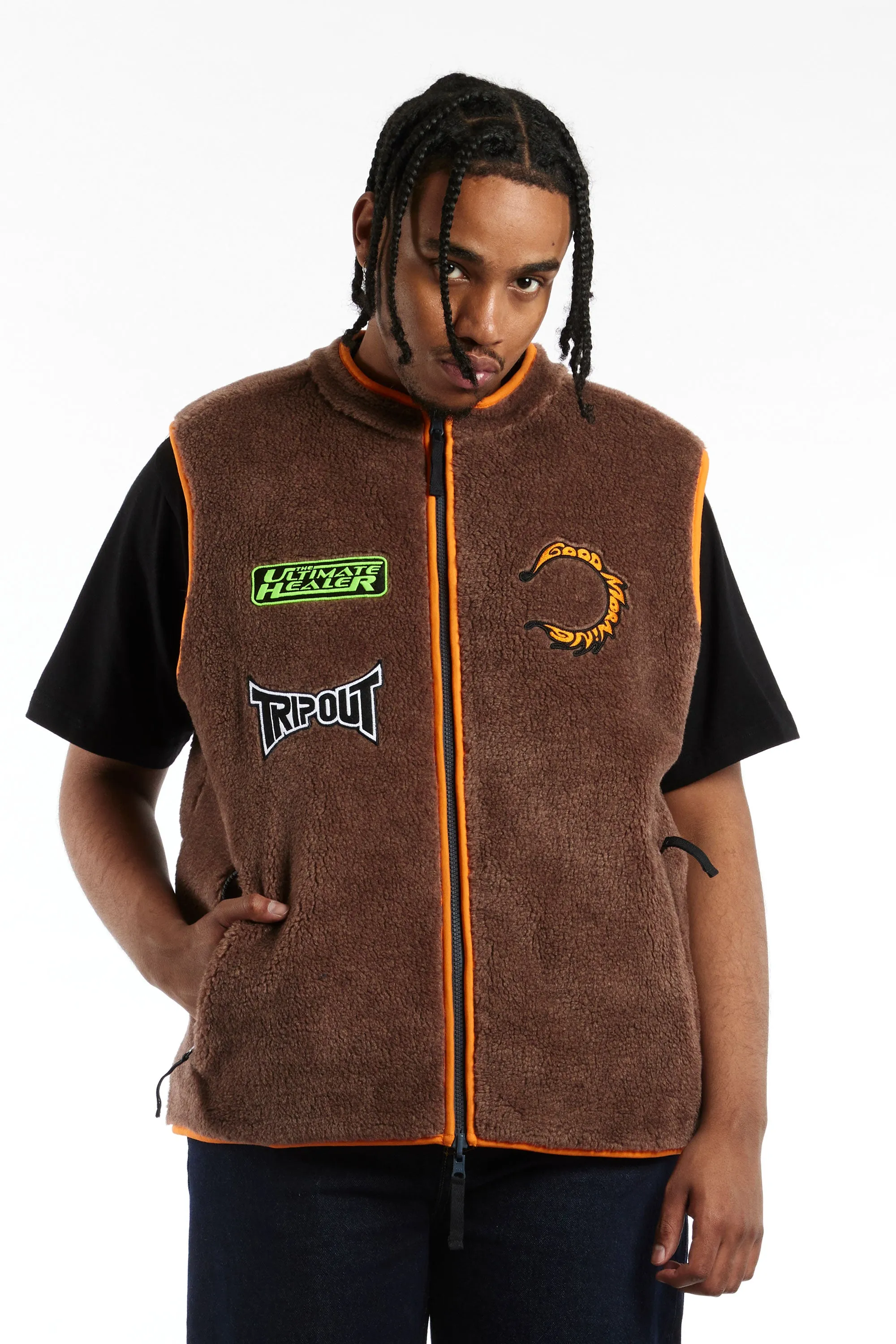 Good Morning Tapes Reversible Polar Fleece Zip Through Vest