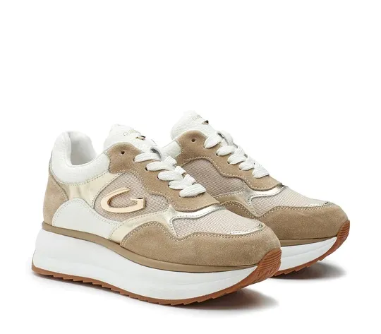 Guardiani women's sneakers in beige laminat gold - model Louise 4303 (AGW430300)