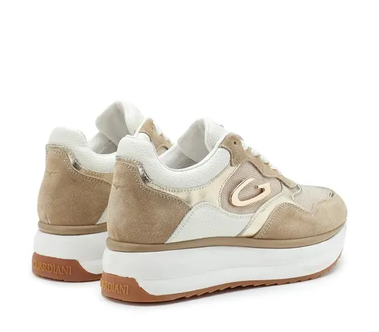 Guardiani women's sneakers in beige laminat gold - model Louise 4303 (AGW430300)