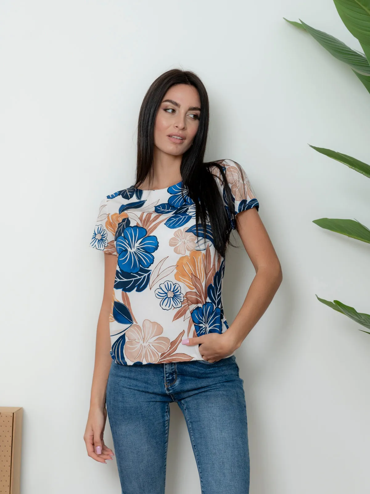 Half-Sleeve Floral Pattern Shirt