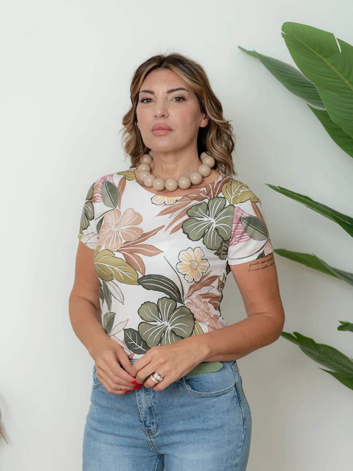 Half-Sleeve Floral Pattern Shirt