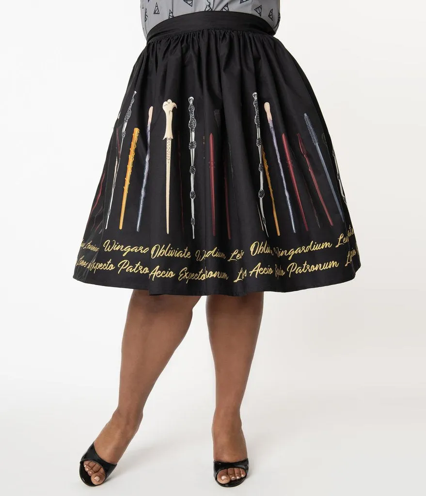 Harry Potter Unique Vintage Wands Spells Swing Skirt Size S