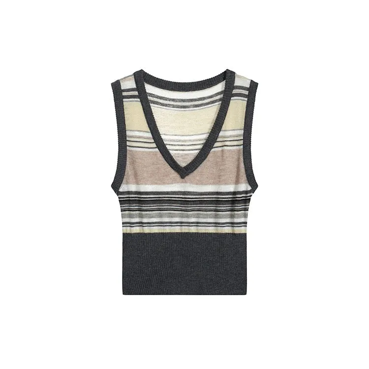 Heather Striped Knitted Sleeveless Top