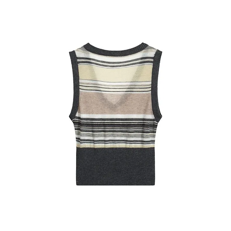 Heather Striped Knitted Sleeveless Top